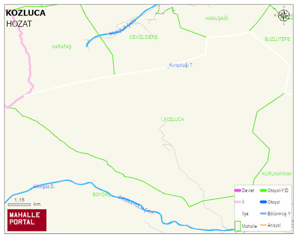 KOZLUCA Köyü Haritası | İnteraktif Köy ve Mahalle Sınırları