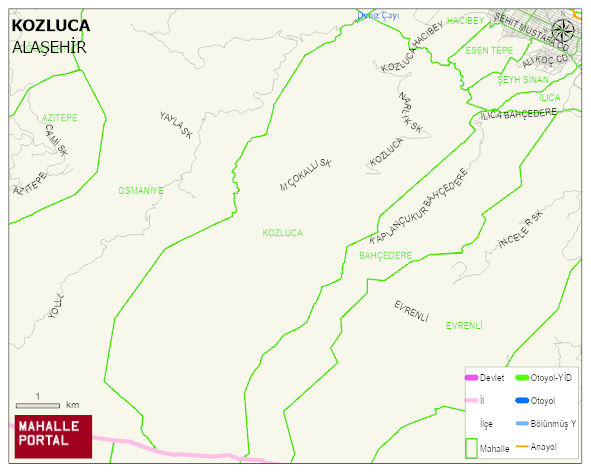 KOZLUCA Mahallesi Haritası | Dağlar, Ovalar ve Akarsu Bilgileri