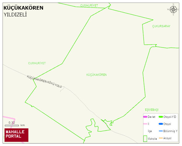 KÜÇÜKAKÖREN Köyü Haritası | Coğrafi Yapı ve Detaylı Haritası