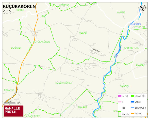 KÜÇÜKAKÖREN Mahallesi Haritası | Dağlar, Ovalar ve Akarsu Bilgileri