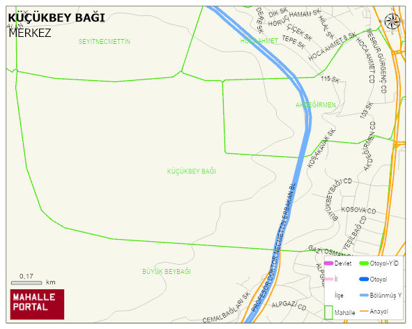 KÜÇÜKBEY BAĞI Mahallesi Haritası | Mahalle ve Köy Sınırı