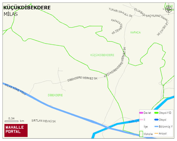 KÜÇÜKDİBEKDERE Mahallesi Haritası | Mahalle ve Köy Sınırı
