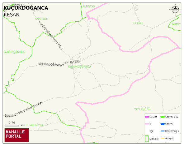 KÜÇÜKDOĞANCA Köyü Haritası | Dağlar, Ovalar ve Akarsu Bilgileri