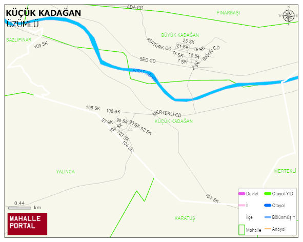 ALTINBAŞAK BELDESİ KÜÇÜKKADAĞAN Mahallesi Haritası | Mahalle Sokak Haritası