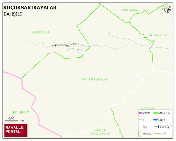 KÜÇÜKSARIKAYALAR Köyü Haritası | Coğrafi Yapı ve Detaylı Haritası
