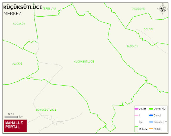 KÜÇÜKSÜTLÜCE Köyü Haritası | İnteraktif Köy ve Mahalle Sınırları