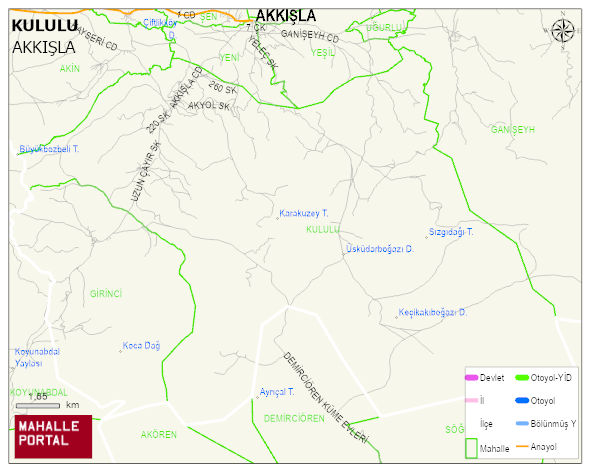 KULULU Mahallesi Haritası | Dağlar, Ovalar ve Akarsu Bilgileri