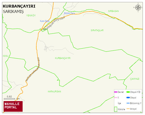 KURBANÇAYIR Köyü Haritası | Yükselti ve Doğa Özellikleri