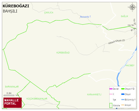 KÜREBOĞAZI Köyü Haritası | Coğrafi Yapı ve Detaylı Haritası