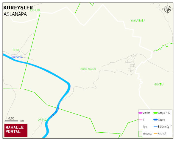 KUREYŞLER Köyü Haritası | Yükselti ve Doğa Özellikleri