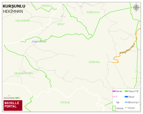 KURŞUNLU Mahallesi Haritası | Mahalle ve Köy Sınırı