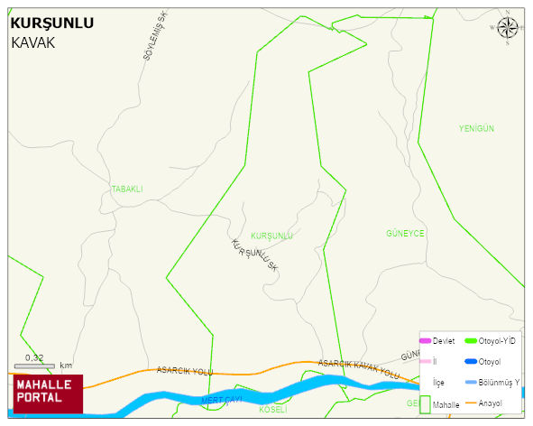 KURŞUNLU Mahallesi Haritası | Coğrafi Yapı ve Detaylı Haritası