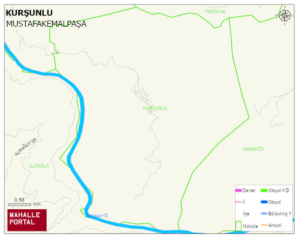 KURŞUNLU Mahallesi Haritası | Sayısal Bölge Görünümü