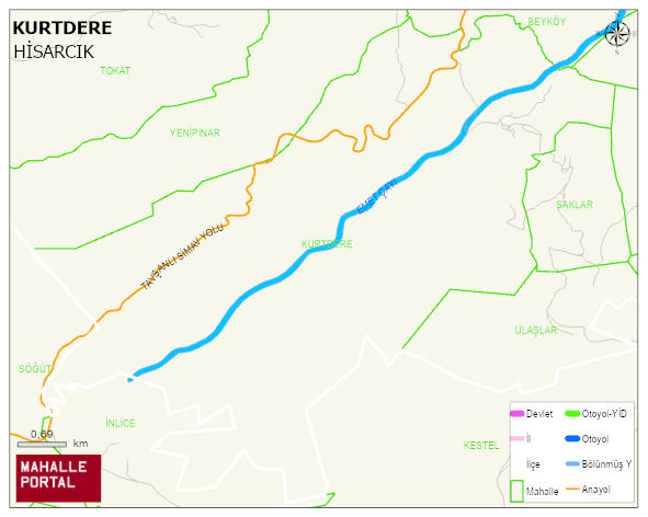 KURTDERE Köyü Haritası | Dağlar, Ovalar ve Akarsu Bilgileri