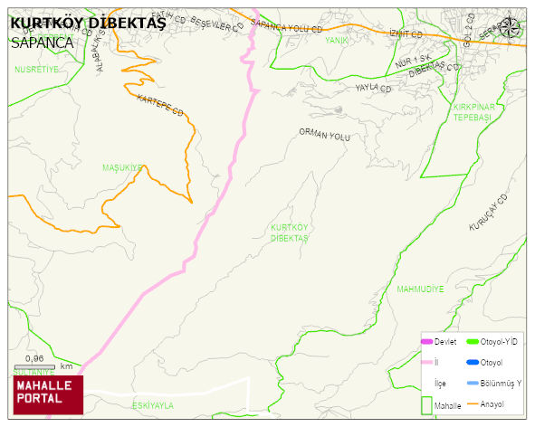 KURTKÖY DİBEKTAŞ Mahallesi Haritası | Yükselti ve Doğa Özellikleri