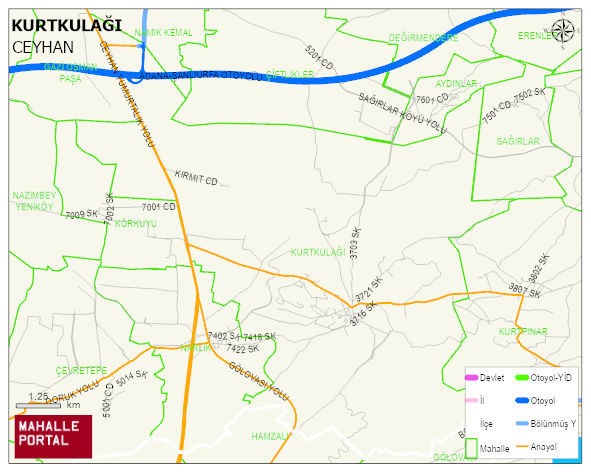 KURTKULAĞI Mahallesi Haritası | İnteraktif Köy ve Mahalle Sınırları