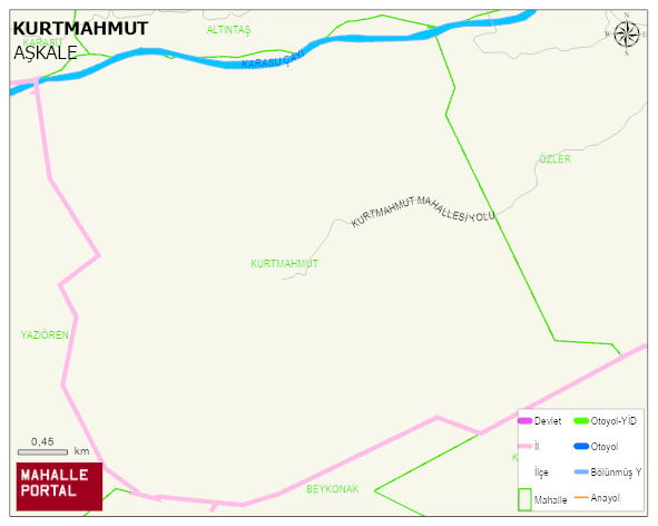 KURTMAHMUT Mahallesi Haritası | Yükselti ve Doğa Özellikleri