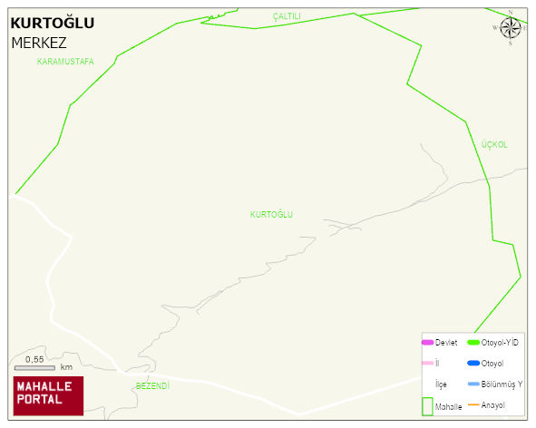 KURTOĞLU Köyü Haritası | Mahalle ve Köy Sınırı