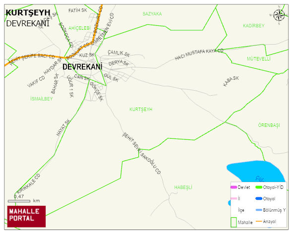 KURTŞEYH Mahallesi Haritası | Yükselti ve Doğa Özellikleri