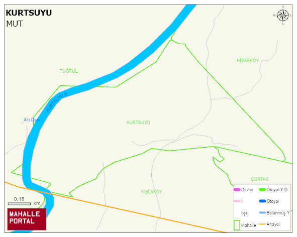 KURTSUYU Mahallesi Haritası | Dağlar, Ovalar ve Akarsu Bilgileri