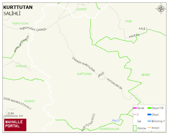 KURTTUTAN Mahallesi Haritası | Mahalle ve Köy Sınırı