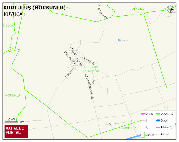 KURTULUŞ (HORSUNLU) Mahallesi Haritası | Mahalle Sokak Haritası