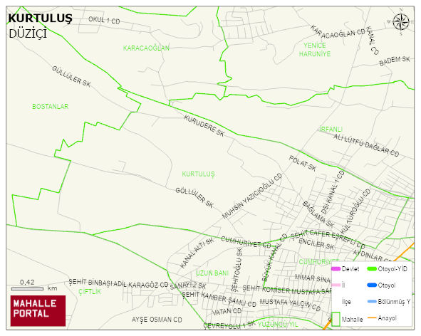 KURTULUŞ Mahallesi Haritası | Mahalle ve Köy Sınırı