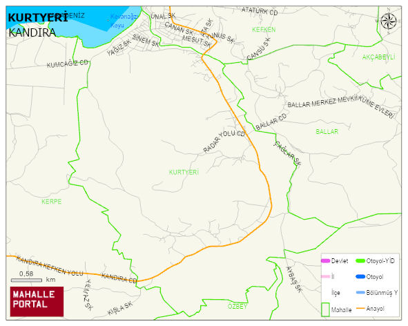 KURTYERİ Mahallesi Haritası | Dağlar, Ovalar ve Akarsu Bilgileri