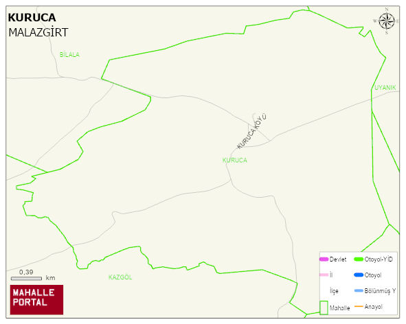 KURUCA Köyü Haritası | Mahalle ve Köy Sınırı