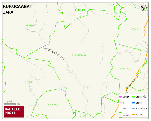 KURUCAABAT Köyü Haritası | Yükselti ve Doğa Özellikleri