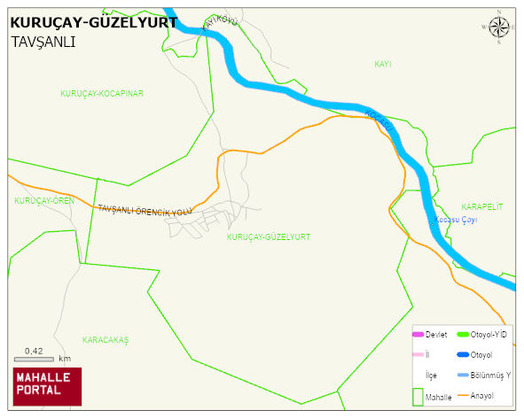 KURUÇAY BELDESİ KURUÇAY-GÜZELYURT Mahallesi Haritası | İnteraktif Köy ve Mahalle Sınırları