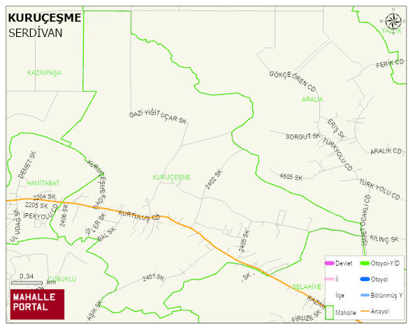KURUÇEŞME Mahallesi Haritası | Sayısal Bölge Görünümü