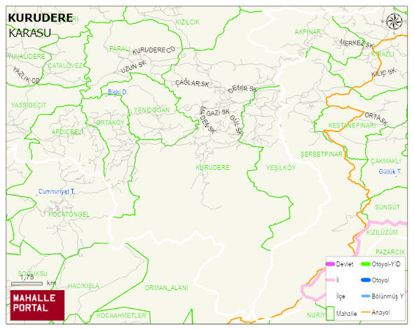 KURUDERE Mahallesi Haritası | Mahalle Sokak Haritası