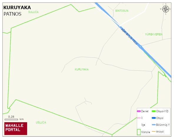 KURUYAKA Köyü Haritası | Yükselti ve Doğa Özellikleri