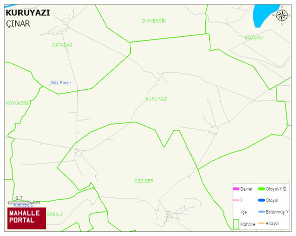 KURUYAZI Mahallesi Haritası | İnteraktif Köy ve Mahalle Sınırları