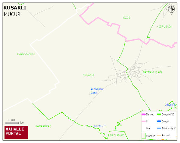 KUŞAKLI Köyü Haritası | Mahalle ve Köy Sınırı