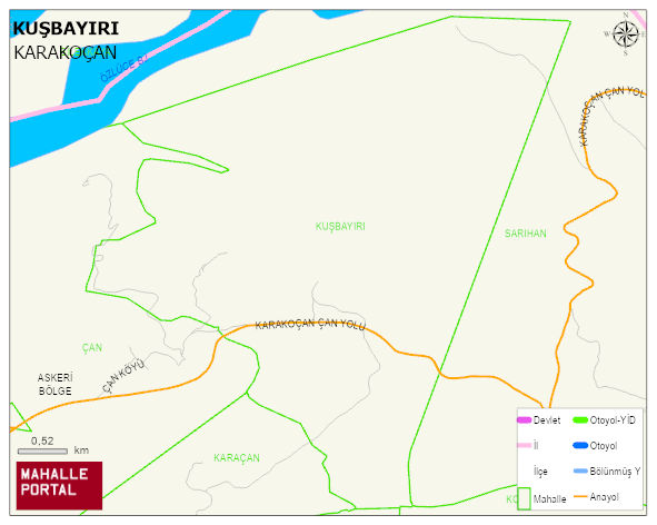 KUŞBAYIRI Köyü Haritası | Dağlar, Ovalar ve Akarsu Bilgileri