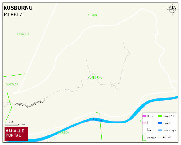 KUŞBURNU Köyü Haritası | Sayısal Bölge Görünümü