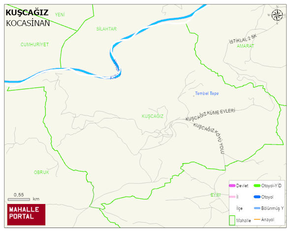KUŞCAĞIZ Mahallesi Haritası | Güncel Mahalle ve Köy Haritası