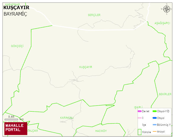 KUŞÇAYIR Köyü Haritası | Detaylı Köy ve Mahalle Görünümü