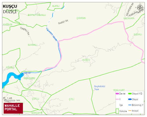 KUŞÇU Köyü Haritası | Detaylı Köy ve Mahalle Görünümü