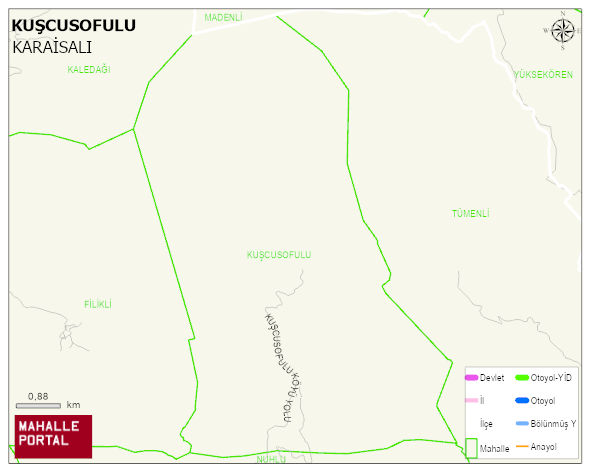 KUŞCUSOFULU Mahallesi Haritası | İnteraktif Köy ve Mahalle Sınırları