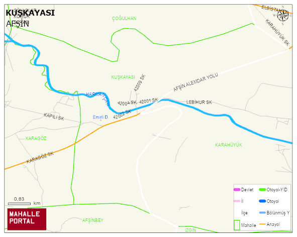 KUŞKAYASI Mahallesi Haritası | Detaylı Köy ve Mahalle Görünümü