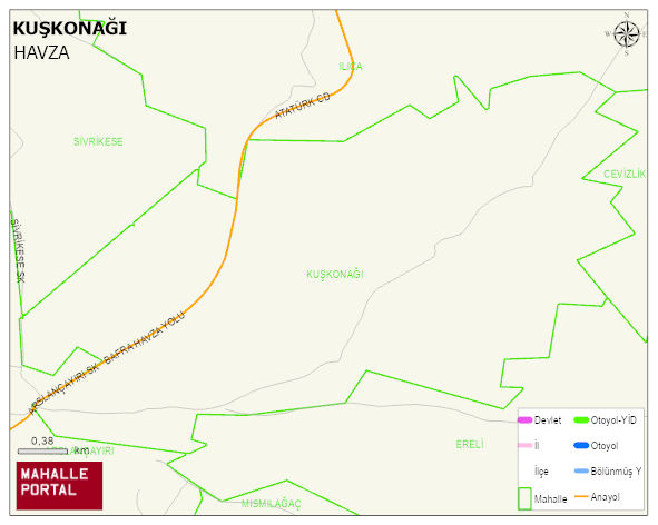 KUŞKONAĞI Mahallesi Haritası | Yükselti ve Doğa Özellikleri