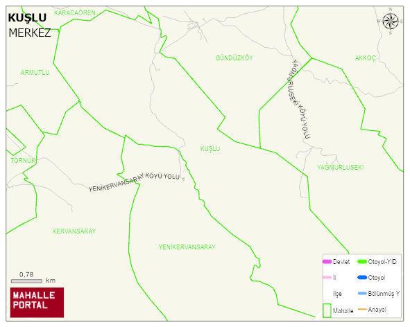 KUŞLU Köyü Haritası | Yükselti ve Doğa Özellikleri