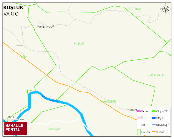 KUŞLUK Köyü Haritası | İnteraktif Köy ve Mahalle Sınırları