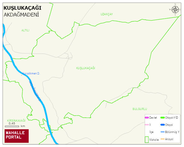 KUŞLUKAÇAĞI Köyü Haritası | Detaylı Köy ve Mahalle Görünümü