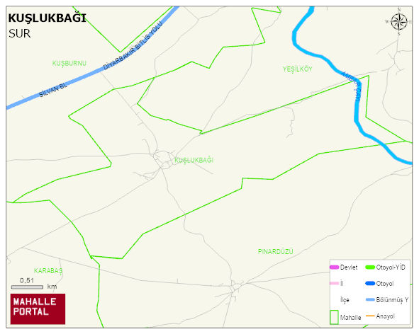 KUŞLUKBAĞI Mahallesi Haritası | Dağlar, Ovalar ve Akarsu Bilgileri