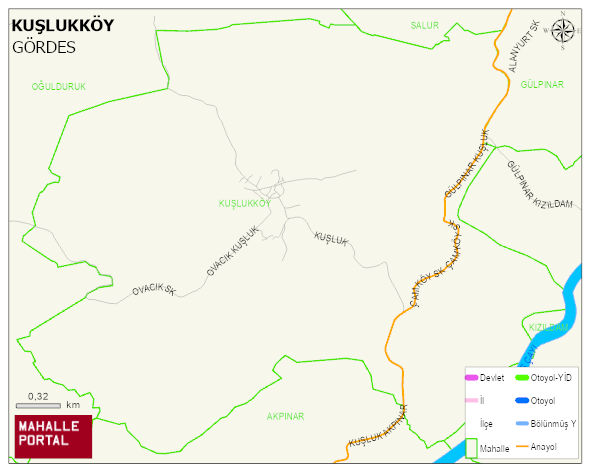 KUŞLUKKÖY Mahallesi Haritası | Yükselti ve Doğa Özellikleri