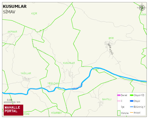 KUSUMLAR Köyü Haritası | Mahalle ve Köy Sınırı